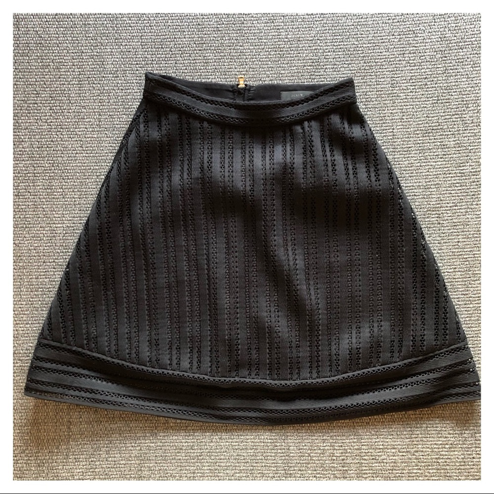 J.Crew Striped A-Line Eyelet Skirt Black 00